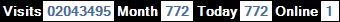 總訪客數：2043495、本月訪客數：772、今日訪客：772、線上人數：1