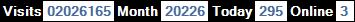 總訪客數：2026165、本月訪客數：20226、今日訪客：295、線上人數：3