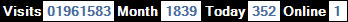 總訪客數：1961583、本月訪客數：1839、今日訪客：352、線上人數：1