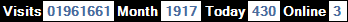 總訪客數：1961661、本月訪客數：1917、今日訪客：430、線上人數：3