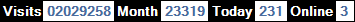 總訪客數：2029258、本月訪客數：23319、今日訪客：231、線上人數：3