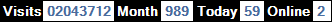 總訪客數：2043712、本月訪客數：989、今日訪客：59、線上人數：2