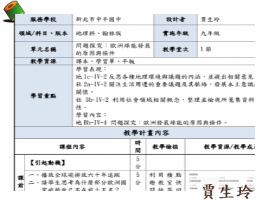 歐洲綠能議題探究與北美洲特色